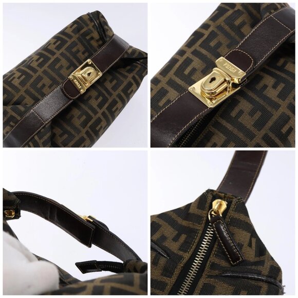 FENDI Zucca Canvas Vanity Pouch Black Brown Auth 139093 - Picture 16 of 16